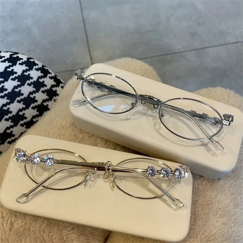 Fashion Rhinestone Oval Sunglasses Bling Eyeglasses Frames Small