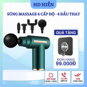 SIÊU SALE - Máy massage cầm tay mini - Súng massage đấm lưng mát xa trị liệu cổ vai gáy 4 đầu 6 chế độ (BH 12 Tháng)