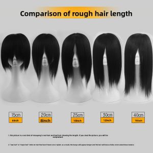 15-50cm Raw Human Hair Straight Wig Cap Unprocessed Full Head Wig for DIY Styling