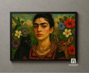 Tranh Nghệ thuật "Người Phụ Nữ Và Đôi Mắt Nâu" VIETSMART ART - Sơn dầu 60 x 90cm