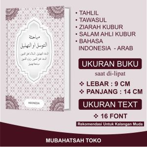 Buku Tahlil Tawasul Ziarah Kubur Bahasa Indonesia Arab Ukuran 14X9 CM Ukuran Tulisan 16 Font