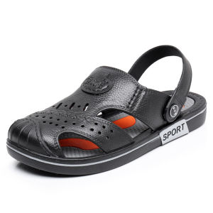 Closed Toe Sandals Mens Summer Wear Flat Heel Soft Bottom Hollow out Two-Way Sandals Work Shoes Hole Shoes Beach Shoes ㏇L0529