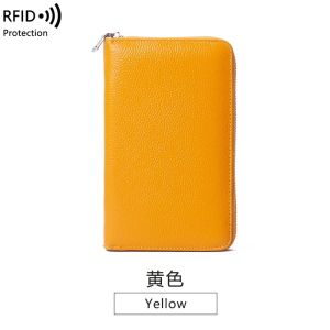 RFID Anti-Theft Cowhide Leather Wallet Brush Head Layer Long Passbook Large Capacity Clutch Bag2026