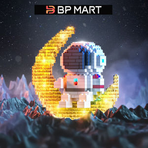 Romantic Astronaut Lego Building Block Light delivery line LED Astronaut love Rose Fashion Tabletop Decoration Confessing Valentines Gifts For Girls