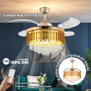 【Garansi satu tahun】kipas lampu gantung hias 50cm Kristal Chandelier Mewah Gold/Black Crystal Chandelier Gaya Nordik Minimalis Modern Lampu Ruang Tamu Hias zyy
