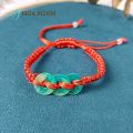 Vòng tay chỉ đỏ may mắn handmade phối 3 đồng điếu ngọc bích size 12 li vừa mọi ni tay vòng tay sợi chỉ đỏ cho nam và nữ | Hoa Minh Gem. 
