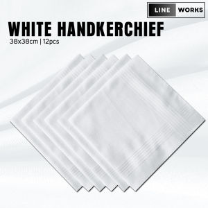 Lineworks 12pcs Cotton White Panyo Handkerchief Gentleman White Handkerchief DIY Solid Color