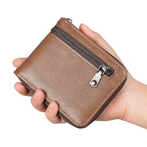 ESH63 Thin Mens Short Wallet ID Card Holder Coin Purses Fold Wallet Fashion PU Leather Business Purse Male