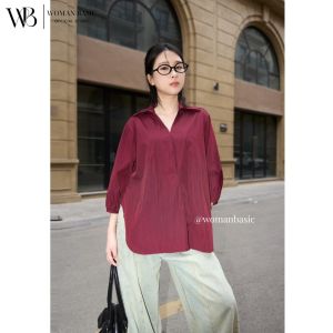 Áo sơ mi dáng rộng che khuyết điểm toàn thân thiết kế cách điệu áo sơ mi tay lửng nữ cá tính thiểu thư bigsize SM20