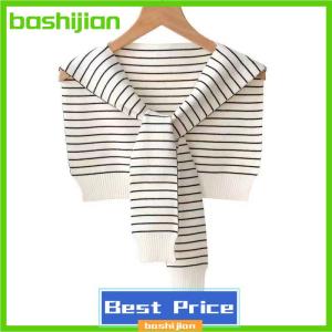 bashijian Winter Outer Shawl For Women Korean Style New Spring And Autumn Collar Thin Striped Wool Dual-use Scarf Knitted Shawl