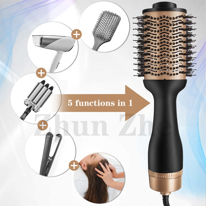 【In stock】Hot Air Brush Comb Dryer Hair Curler Hot Cool Air Curling Iron  In Hair Straightener Lazada PH