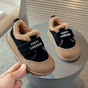Childrens sports shoes girls moral training shoes 2025 winter new Baby shoes boys soft sole thin velvet warm casual shoes