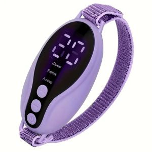 Smart Sleep Aid Device - Portable Handheld Purple Sleep Monitor with USB Charging Digital Display & Adjustable Strap Ideal Gift for Men and Women Sleep Aid Device Modern Aesthetic Durable Plastic Body