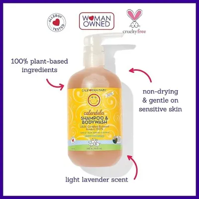 California Baby Shampoo & Body Wash Tear-Free Organic Allergy-Tested Eczema & Sensitive Skin Care