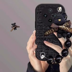 Phone Case VIVO X100 Pro IQOO Z9 Z9X 12 5G Casing New Design Retro Flannel Ribbon Woven Bow Bear Doll Bracelet Silicone Shockproof Soft Cover