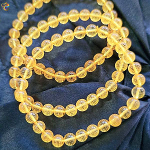 Collection Ceiling Grade Natural Yellow Amber Heart Sutra Bracelet