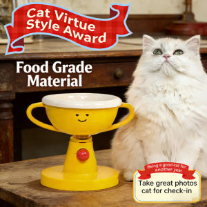 Pet Bowl Cat Bowl Ceramic Height Adjustable Angle Dog Bowl With Dish Cloth Protect Cervical Spine