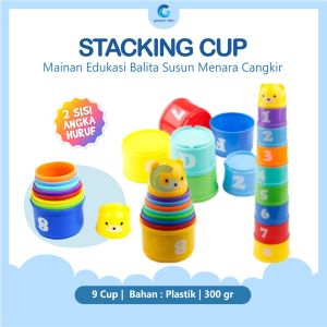 stacking mainan edukasi sorting cup menara bayi Gelas anak susun