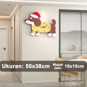 Lighthundred JAM DINDING GANTUNG KARAKTER ANJING / AESTHETIC ART MINIMALIS Jam Dinding Minimalis - 50 x 38cm