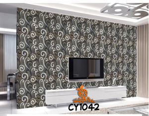 Wallpaper Stiker Dinding Tembok 45 cm x 10 m Motif Batik Bunga Batik Salur Hitam Gold Putih Pink