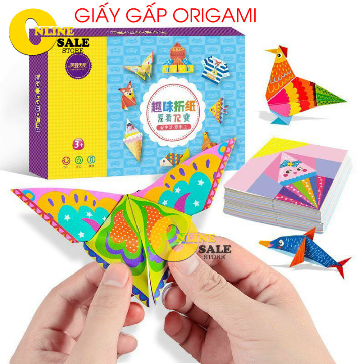 152 Tờ] Giấy gấp thủ công origami mỹ thuật nhiều màu sắc với 72 ...