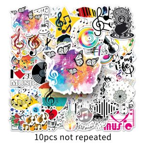50pcs Colorful Retro Music Symbol Graffiti Sticker DIY Decoration Guitar Piano Motorcycle Computer Skateboard Waterproof Sticker