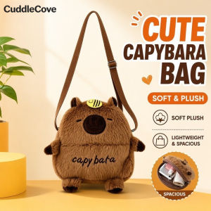 CuddleCove Capybara Plush Crossbody Bag Cartoon Phone Pouch Adjustable Strap Cute Kids Coin Bag Gift