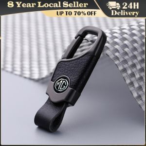 【MG】Leather Car Key Case For MG GM7 GM Cyberster MG5 MG6  GM ZS ONE MG4 EV HS Carbon fiber leather Car Keychain Key Rings