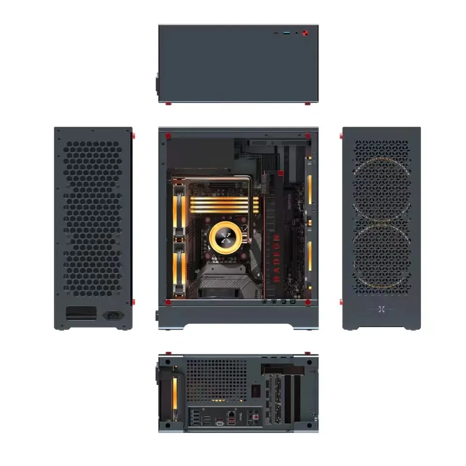 ZZAW C1 New Version MATX Computer Case for Desktop PC Mid Tower Smart  Aluminum Alloy Large Side Penetration MATX Chassis In-Line Long Graphics  Card