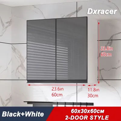 Topehome Aluminum Glass Door Wall Mounted Cabinet Kitchen Cabinet With Shelves Hanging Organizer Shelf