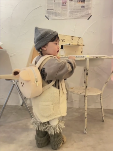 Kids Travel Bag Cartoon Pattern Baby Bag Plush Small Bags with Traction Rope Anti Lost Backpack for Girls Boys 1-5 Years