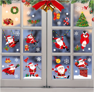COMBO-Decal trang trí NOEL HÍT TĨNH ĐIỆN -Gia đình ông già noel nhí siêu quậy (8tấm)-CDN137