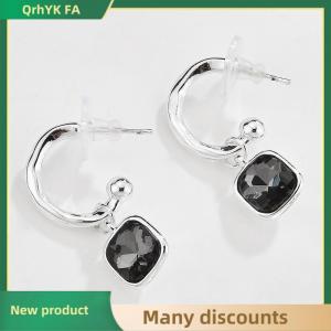 🔔🔔🔔QA Minimalist Sparkling Black Rhinestone Drop Earrings Women Exquisite Geometric Pendant Earrings Jewelry Gifts