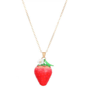Simple Necklace Fashionable Pendant Necklace Strawberry/Peach Neck Perfect for Youthful Couple or Close Friend
