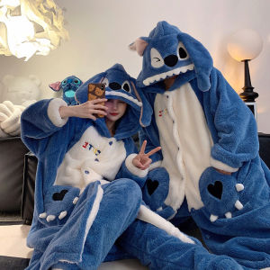 Kuromi Matching Pajamas for Couples Pochacco Winter Anime Sanrio Night-Robe Warm Cartoon Pyjamas Coral Fleece Plush Sleepwear