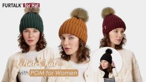 FURTALK Womens Winter Knitted Beanie Hat with Faux Fur Pom Warm Knit Skull Cap Beanie for Women