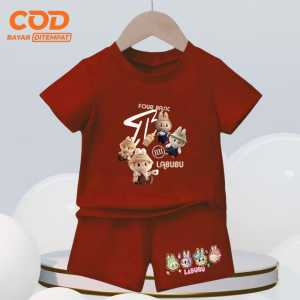 Setelan anak terbaru Cewek dan Cowok usia 1-10 tahun BASIC LABUBU lengan pendek