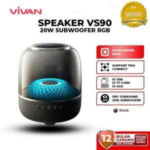 VIVAN Super Bass Speaker VS90 | TWS Connect | Bluetooth v5.3 | RGB | 20W Subwoofer - Garansi Resmi 1th