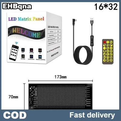EHBqna LED Matrix Panel USB 5V Flexible LED Pixel Display Screen RGB Graffiti Pattern Message Display Bluetooth APP For Car Shop Sign