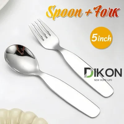 2pcs Stainless Steel Spoon Fork Set Kids Student Tableware Spoon Safety Child Cutlery Metal Flatware Dinnerware Set