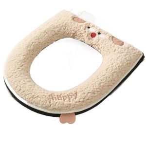COUPLECOL Vải nhung lông Nắp bồn cầu mùa đông Không thấm nước Có khóa kéo Đệm ngồi bồn cầu Ấm áp Tái sử dụng Vỏ đệm bồn cầu Phòng tắm