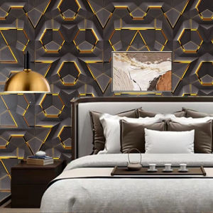 TERBARU Wallpaper Sticker Dinding Kamar & Ruang Tamu Motif Balok Emas 3D Panjang 8 s/d 9 Meter x Lebar 45cm