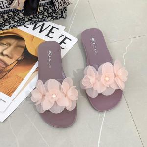 [Free Shipping] New Floral Jelly Transparent Korean-Style Crystal Sandals Fashionable WomenS Outdoor Non-Slip Slip-On Sandals