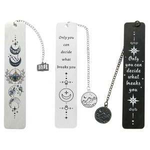 Inspirational Bookmarks with Chain Stainless Steel Bookmarks Book Page Holder Book Marker for Student Book Lover Reader