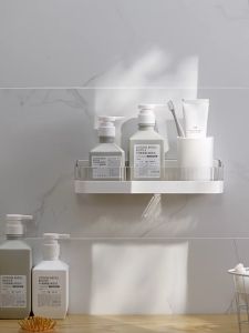 ชั้นวางของติดผนัง ผนังห้องน้ำติดผนังชั้นวา ไม่ต้องเจาะ ชั้นวางของในห้องน้ำ วางอุปกรณ์อาบน้ำ