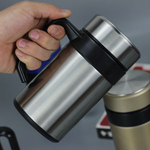 SAVVYLIFE 500ml Minimalist Hot & Cool Coffee Cup Vacuum Insulation Stainless Steel Coffee Mug Office Thermal Flask with Lid