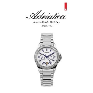 Adriatica Swiss Made A3420.51B3QFZ Women Moon Phase Steel Watch