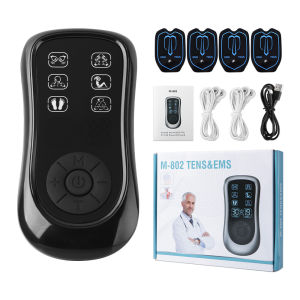 Suolaer 6 Modes Dual Channel TENS EMS Unit 16Level Electric Acupuncture Massager Rechargeable Muscle Stimulator with 4 Pads for Pain Relief for Your Shoulder Back Neck Legs Knee