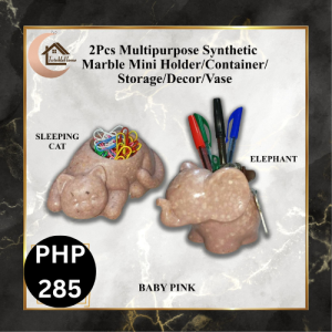 TwinkleHome 2Pcs Multipurpose Synthetic Marble Sleeping Cat and Elephant vase