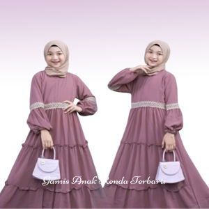 Gamis Anak Crinkle Airflow Premium Abaya Muslimah Lengan Panjang / Abaya Anak Perempuan Crinkle Airflow Elegan Warna Pilihan Mocca-Putih-Burgundi Trend 2025